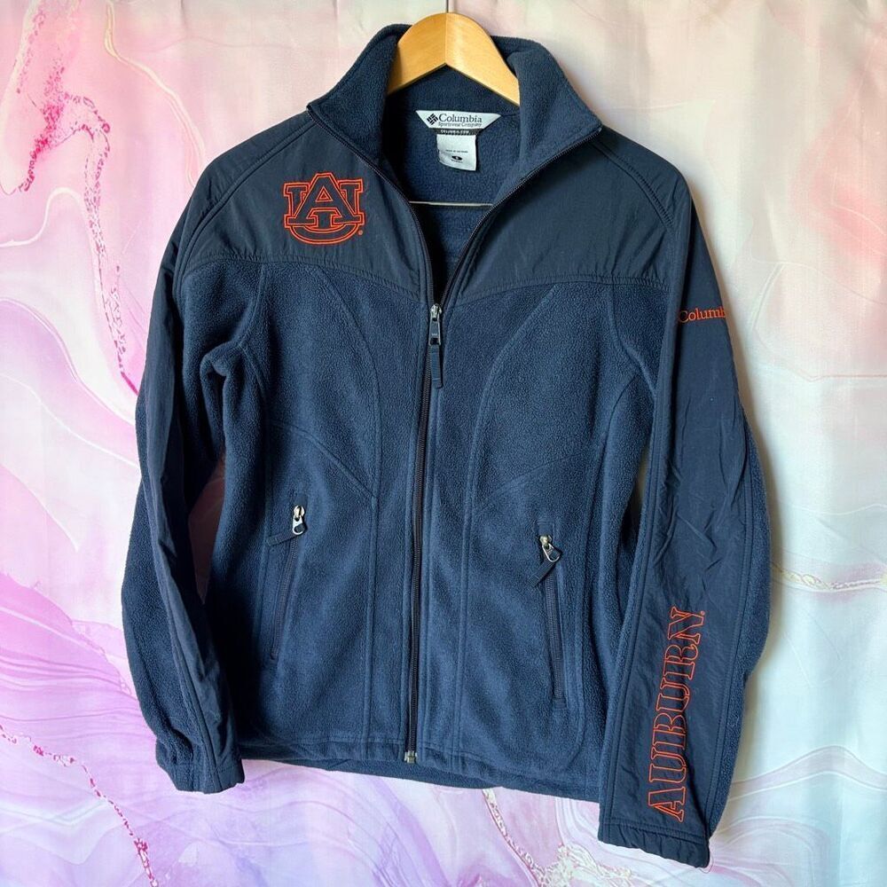 Columbia S Auburn University Tigers Navy Blue Orange Embroidered Jacket Sporty